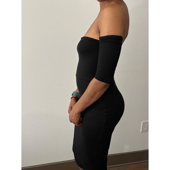 Blanc Dress Large Midi Off The Shoulder BodyCon Quiet Luxury Romantic Old Money - Picture 9 of 12
